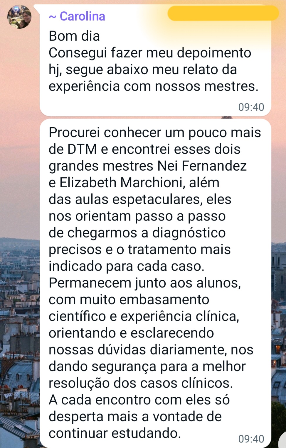 Depoimento de Dra. Carolina